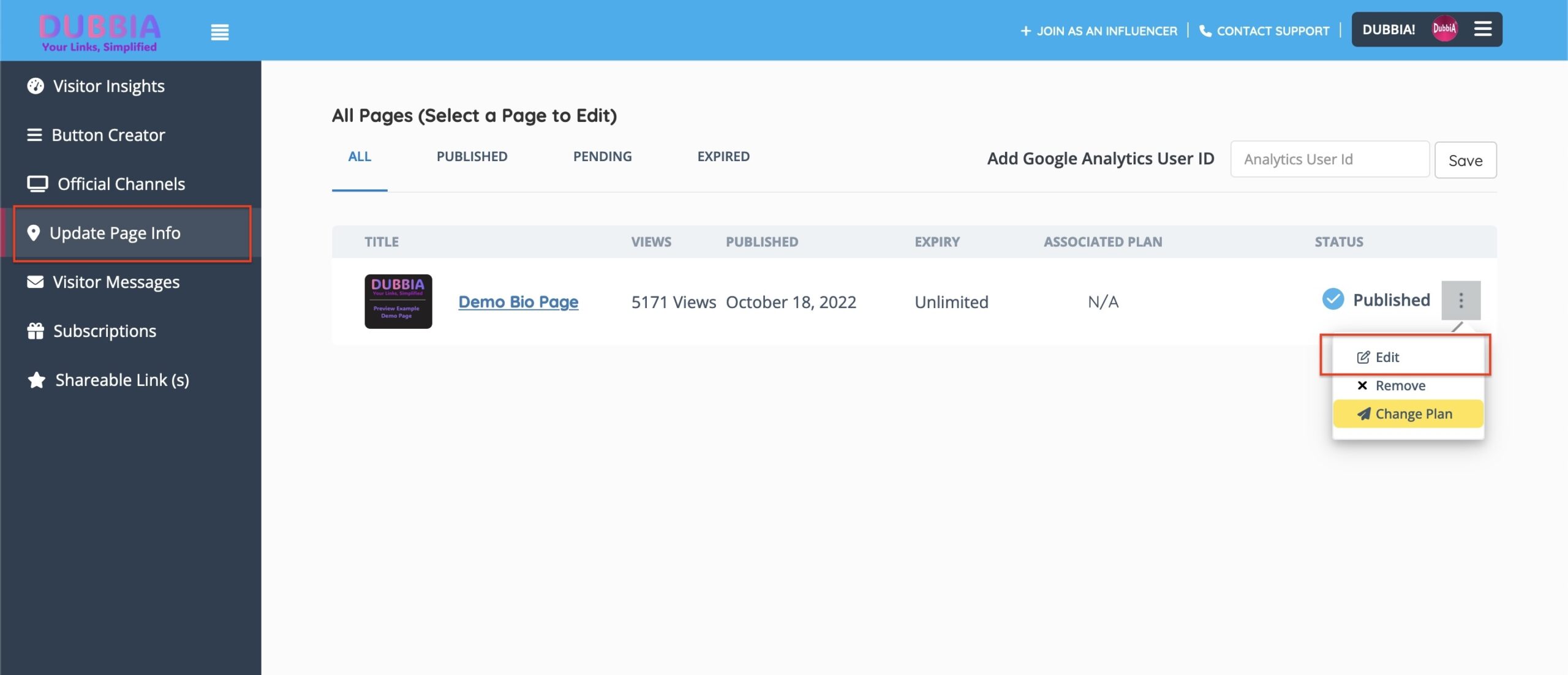 Edit Page Details